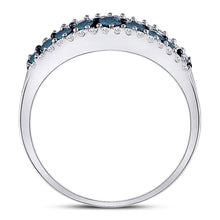 Load image into Gallery viewer, 10kt White Gold Womens Round Blue Color Enhanced Diamond Band Ring 1/2 Cttw | Oceanic Elegance Diamond Band Side view from the 10Kt White Gold Womens Round Blue Color Enhanced Diamond Band Ring 1 2 Cttwpin93561 collection by Splendid Jewellery