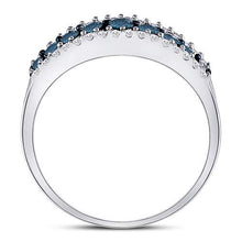 Load image into Gallery viewer, 10kt White Gold Womens Round Blue Color Enhanced Diamond Band Ring 1/2 Cttw | Oceanic Elegance Diamond Band Top view from the 10Kt White Gold Womens Round Blue Color Enhanced Diamond Band Ring 1 2 Cttwpin93561 collection by Splendid Jewellery