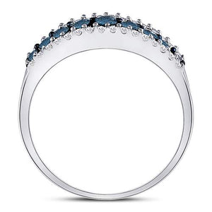 10kt White Gold Womens Round Blue Color Enhanced Diamond Band Ring 1/2 Cttw | Oceanic Elegance Diamond Band - Splendid Jewellery