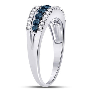 10kt White Gold Womens Round Blue Color Enhanced Diamond Band Ring 1/2 Cttw | Oceanic Elegance Diamond Band - Splendid Jewellery