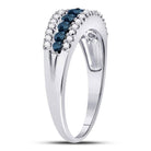 10kt White Gold Womens Round Blue Color Enhanced Diamond Band Ring 1/2 Cttw | Oceanic Elegance Diamond Band - Splendid Jewellery