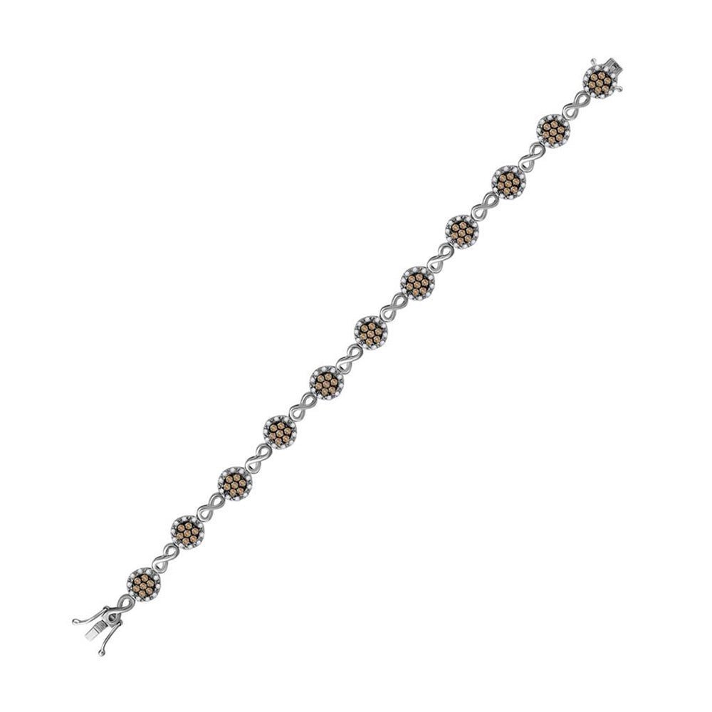 10kt White Gold Women's Round Brown Diamond Infinity Bracelet - 2 - 1/5 Cttw | Splendid Jewellery - Splendid Jewellery