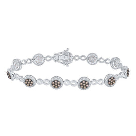 10kt White Gold Women's Round Brown Diamond Infinity Bracelet - 2 - 1/5 Cttw | Splendid Jewellery - Splendid Jewellery