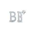 10kt White Gold Womens Round Diamond B Initial Letter Earrings 1/6 Cttw | Personalized Brilliance - Splendid Jewellery