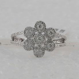 10kt White Gold Womens Round Diamond Cluster Ring - Mesmerizing Brilliance and Elegance Front view from the 10Kt White Gold Womens Round Diamond Cluster Ring 1 2 Cttwpin281727 collection by Splendid Jewellery