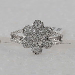 10kt White Gold Womens Round Diamond Cluster Ring - Mesmerizing Brilliance and Elegance - Splendid Jewellery