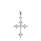 10kt White Gold Womens Round Diamond Cross Pendant - A Timeless Symbol of Elegance and Grace - Splendid Jewellery