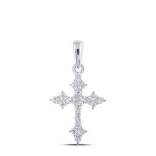 Load image into Gallery viewer, 10kt White Gold Womens Round Diamond Cross Pendant - A Timeless Symbol of Elegance and Grace - Splendid Jewellery
