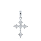 10kt White Gold Womens Round Diamond Cross Pendant - A Timeless Symbol of Elegance and Grace - Splendid Jewellery