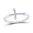 10kt White Gold Womens Round Diamond Cross Ring - A Captivating Symbol of Elegance and Faith - Splendid Jewellery