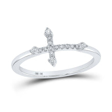 Load image into Gallery viewer, 10kt White Gold Womens Round Diamond Cross Ring - A Captivating Symbol of Elegance and Faith - Splendid Jewellery
