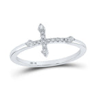10kt White Gold Womens Round Diamond Cross Ring - A Captivating Symbol of Elegance and Faith - Splendid Jewellery