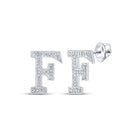 10kt White Gold Womens Round Diamond F Initial Letter Earrings 1/8 Cttw | Personalized Brilliance - Splendid Jewellery