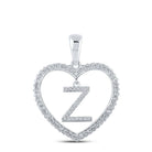 10kt White Gold Womens Round Diamond Heart Z Letter Pendant - A Dazzling Expression of Love and Elegance - Splendid Jewellery