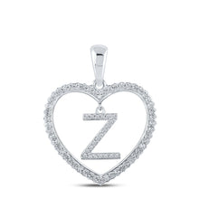 Load image into Gallery viewer, 10kt White Gold Womens Round Diamond Heart Z Letter Pendant - A Dazzling Expression of Love and Elegance - Splendid Jewellery