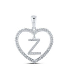 10kt White Gold Womens Round Diamond Heart Z Letter Pendant - A Dazzling Expression of Love and Elegance - Splendid Jewellery