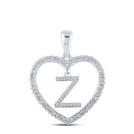10kt White Gold Womens Round Diamond Heart Z Letter Pendant - A Dazzling Expression of Love and Elegance - Splendid Jewellery