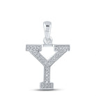 10kt White Gold Womens Round Diamond Initial Y Letter Pendant - Personalized Elegance - Splendid Jewellery
