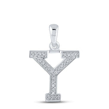 Load image into Gallery viewer, 10kt White Gold Womens Round Diamond Initial Y Letter Pendant - Personalized Elegance - Splendid Jewellery