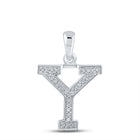 10kt White Gold Womens Round Diamond Initial Y Letter Pendant - Personalized Elegance - Splendid Jewellery