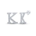 10kt White Gold Womens Round Diamond K Initial Letter Earrings 1/6 Cttw | Personalized Brilliance - Splendid Jewellery