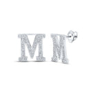 10kt White Gold Womens Round Diamond M Initial Letter Earrings 1/4 Cttw | Personalized Brilliance - Splendid Jewellery