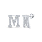 10kt White Gold Womens Round Diamond M Initial Letter Earrings 1/4 Cttw | Personalized Brilliance - Splendid Jewellery