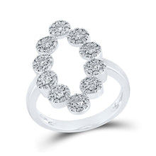 Load image into Gallery viewer, 10kt White Gold Womens Round Diamond Oblong Fashion Ring - The Mesmerizing Brilliance - Splendid Jewellery