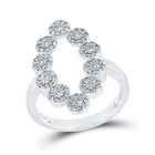 10kt White Gold Womens Round Diamond Oblong Fashion Ring - The Mesmerizing Brilliance - Splendid Jewellery