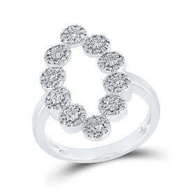 10kt White Gold Womens Round Diamond Oblong Fashion Ring - The Mesmerizing Brilliance - Splendid Jewellery