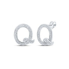 10kt White Gold Womens Round Diamond Q Initial Letter Earrings 1/6 Cttw - Personalized Sparkling Elegance - Splendid Jewellery
