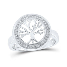 Load image into Gallery viewer, 10kt White Gold Womens Round Diamond Tree of Life Circle Ring 1/10 Cttw | Splendid Jewellery: The Enchanting Tree of Life Diamond Fashion Ring - Splendid Jewellery