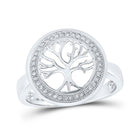 10kt White Gold Womens Round Diamond Tree of Life Circle Ring 1/10 Cttw | Splendid Jewellery: The Enchanting Tree of Life Diamond Fashion Ring - Splendid Jewellery