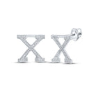 10kt White Gold Womens Round Diamond X Initial Letter Earrings 1/5 Cttw | Personalized Elegance - Splendid Jewellery