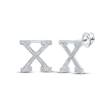 Load image into Gallery viewer, 10kt White Gold Womens Round Diamond X Initial Letter Earrings 1/5 Cttw | Personalized Elegance - Splendid Jewellery