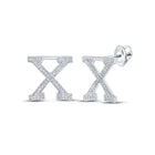 10kt White Gold Womens Round Diamond X Initial Letter Earrings 1/5 Cttw | Personalized Elegance - Splendid Jewellery