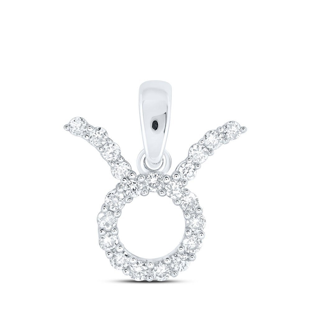 10kt White Gold Zodiac Taurus Diamond Pendant: A Celestial Symphony of Elegance - Splendid Jewellery