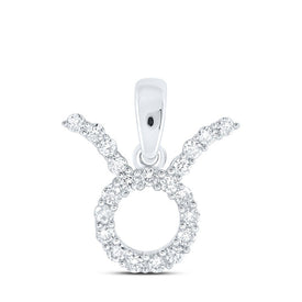 10kt White Gold Zodiac Taurus Diamond Pendant: A Celestial Symphony of Elegance - Splendid Jewellery