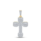 10kt Yellow Gold Baguette and Princess Diamond Cross Pendant for Men - 2 - 3/4 Cttw - Splendid Jewellery