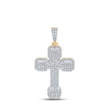 Load image into Gallery viewer, 10kt Yellow Gold Baguette and Princess Diamond Cross Pendant for Men - 2 - 3/4 Cttw - Splendid Jewellery