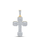 10kt Yellow Gold Baguette and Princess Diamond Cross Pendant for Men - 2 - 3/4 Cttw - Splendid Jewellery