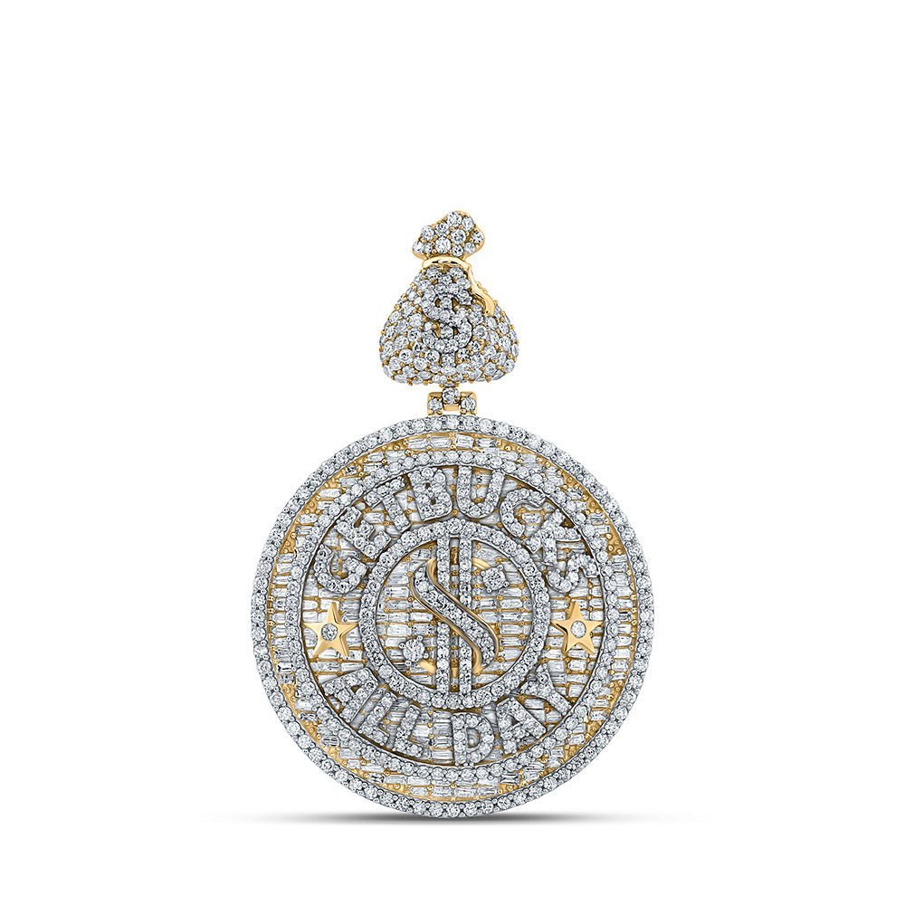 10kt Yellow Gold Baguette and Round Diamond All Day Charm Pendant - 9 Cttw - Splendid Jewellery