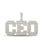 10kt Yellow Gold Baguette and Round Diamond CEO Charm Pendant - 6 - 3/4 Cttw - Splendid Jewellery