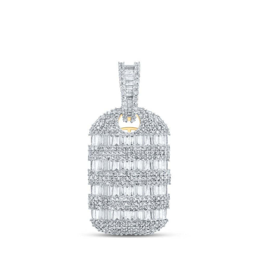 10kt Yellow Gold Baguette and Round Diamond Charm Pendant - 3 - 1/3 Cttw - Splendid Jewellery