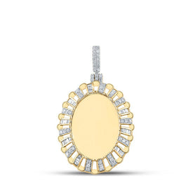 10kt Yellow Gold Baguette and Round Diamond Charm Pendant for Men - 1 Cttw - Splendid Jewellery