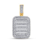 10kt Yellow Gold Baguette and Round Diamond Charm Pendant for Men - 3/4 Cttw - Splendid Jewellery