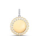 10kt Yellow Gold Baguette and Round Diamond Circle Charm Pendant - 1 Cttw - Splendid Jewellery