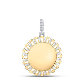 10kt Yellow Gold Baguette and Round Diamond Circle Charm Pendant - 1 Cttw - Splendid Jewellery