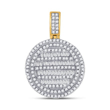 Load image into Gallery viewer, 10kt Yellow Gold Baguette and Round Diamond Circle Charm Pendant for Men - 3/4 Cttw - Splendid Jewellery