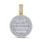 10kt Yellow Gold Baguette and Round Diamond Circle Charm Pendant for Men - 3/4 Cttw - Splendid Jewellery